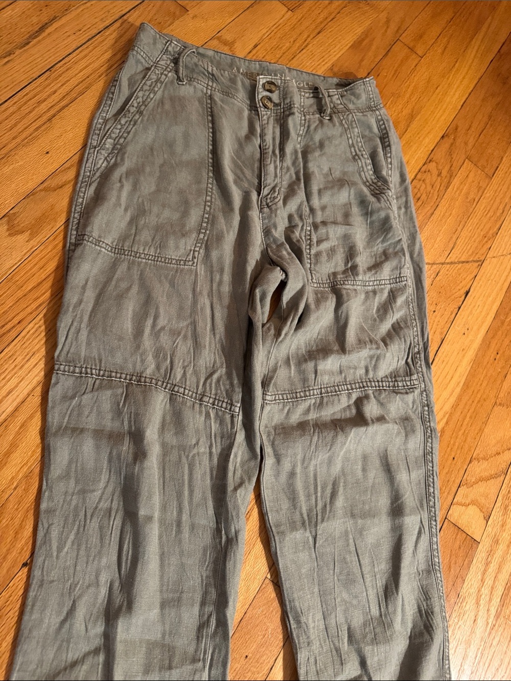 American Eagle faded sage linen pants